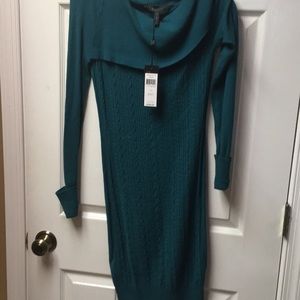 NWT BCBG Maxazria deep jade cableknit dress